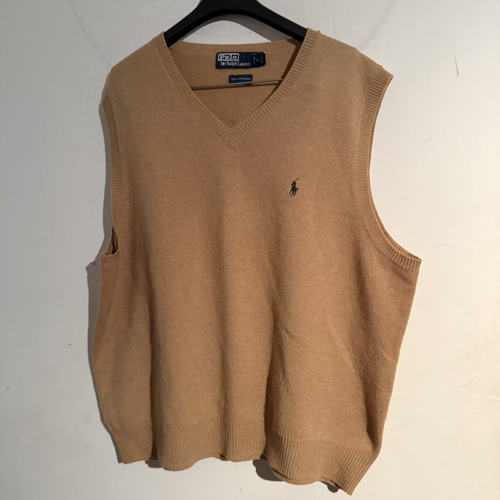 Vintage Polo Ralph Lauren Size XL sweater Vest Pony Academia Lambswool Brown